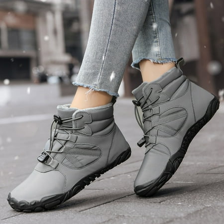 XDDST Womens Flats Comfortable Dressy Couples Autumn and Winter Outdoor Warm Plus Hair Thickening Snow Boots for Men and Women Warm Non Slip Antisplash Cotton Mountaineering Five Finger Shoes