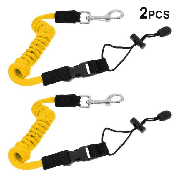 Shengyu 2 Pieces Kayak Paddle Leash Rope Elastic Canoe Fishing Rod Safety  Tie Lanyard Belt Buckle Portable Water Sports Tools Red Yellow 