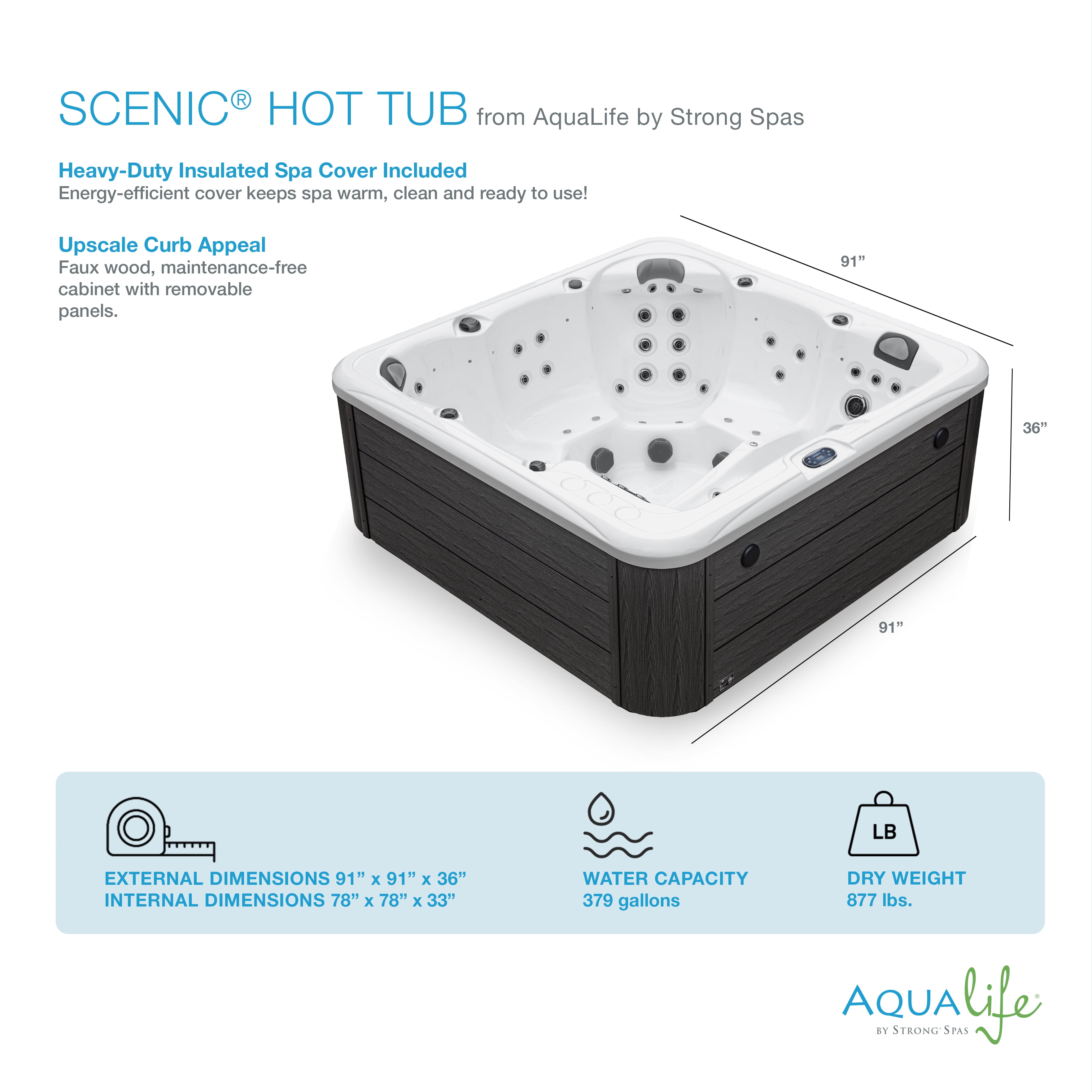 Aqualife by Strong Spas Scenic 6 Person 120-Port Lounger Spa, 69 Jets