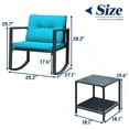 thumbnail image 2 of Topcobe Cushioned Patio Rattan Seating Rocking Chair Glass Table Set 3 Pieces with Steel Frame Furniture, Black, 2 of 8