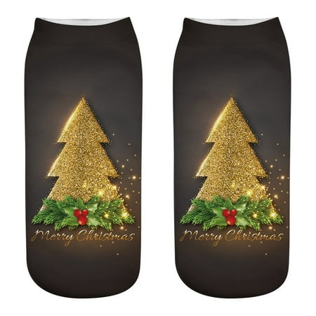 

1 Pairs 3D Christmas Printing Women Gift Socks Ankle Socks Adult Moistureproof Elastic Xmas Birthday