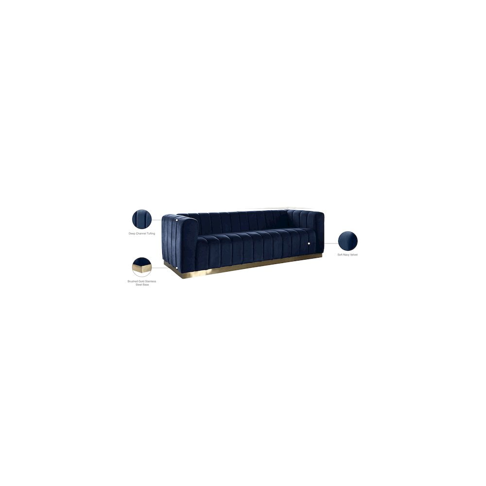 Meridian Furniture Marlon Navy Velvet Sofa