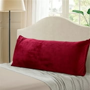 EVOLIVE Soft Micromink, Faux Fur, Faux Suede Body Pillow Cover Replacement with Zipper Closure (Wine, 21“X54)