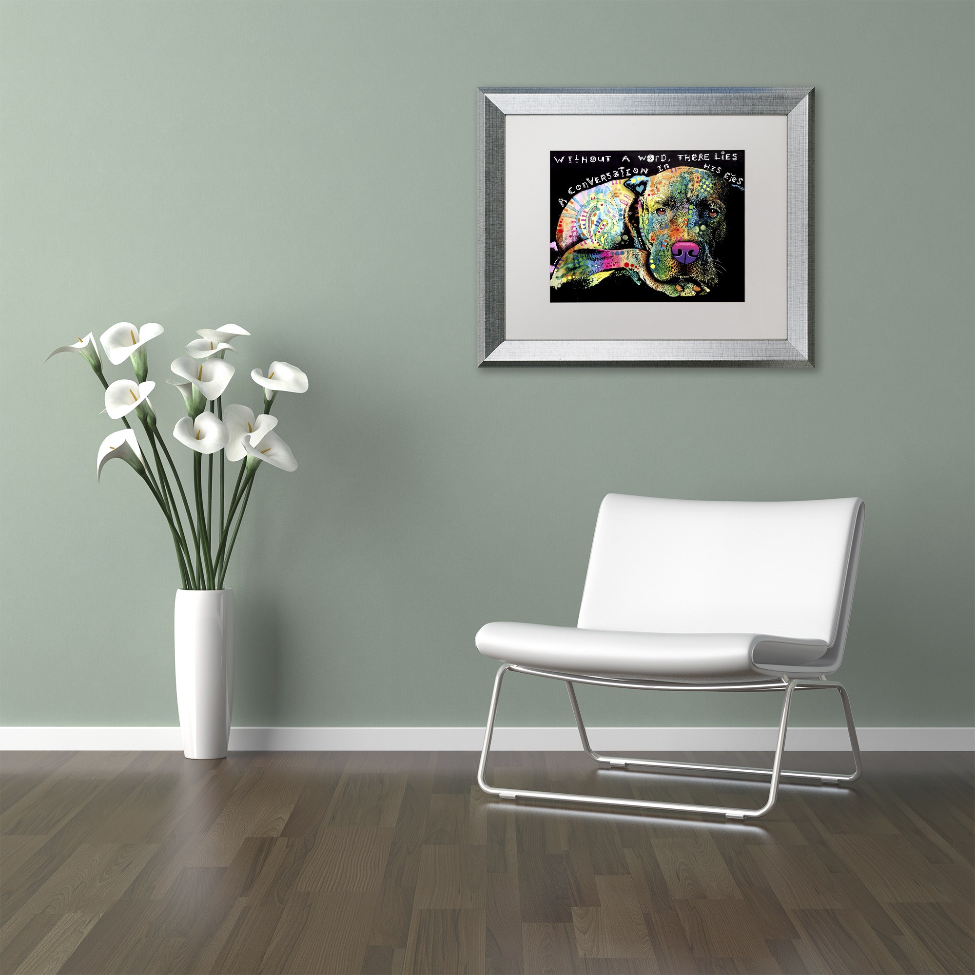 Trademark Fine Art 'Without a Word' Canvas Art by Dean Russo, White Matte, Silver Frame