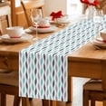 thumbnail image 5 of Teal Grey Striped Table Runner 70 Inches, Modern Abstract Geometric Stripes Bed Runner Dresser Scarves Tabletop for Indoor Outdoor Parties/Ceremony/Banquet, 13" x 70", 5 of 9