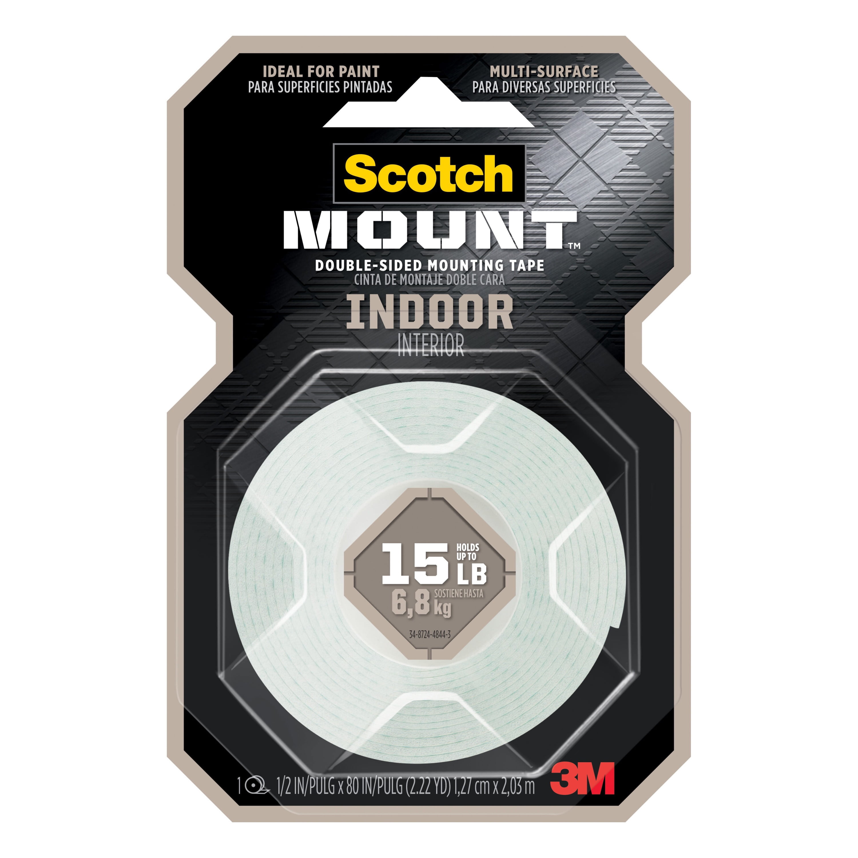 Two Pack 3M 3M114  SCOTCH Indoor MOUNTING TAPE 1”  X 50” ROLLs 100” Total 