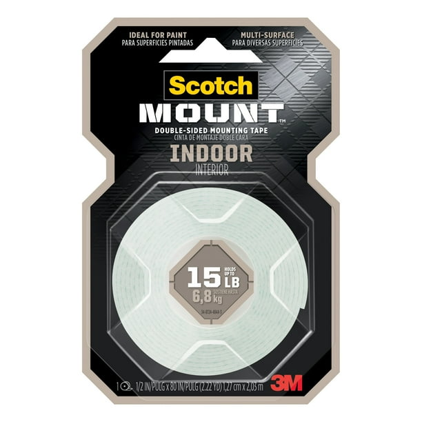 3m Scotch Indoor Double Sided Mounting Tape 1 2 X 80 Roll Walmart Com