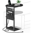 thumbnail image 2 of C Shaped End Table with Charging Station, " Tall Side Table for Couch and Recliner, Adjustable Height Small Couch Side Table Slide Under Sofa TV Tray Table for Living Room, Bedroom,, 2 of 3