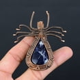 thumbnail image 2 of Natural Sodalite Gemstone Handmade Copper Wire Wrap Spider Pendant 2.56", 2 of 4