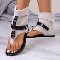 thumbnail image 6 of Wedge Sandals for Women Women's Fashionable Casual Comfortable Plus Size Sandals Solid Color Round Toe Open Toe Back Zipper Flat Sandals White 43, 6 of 9