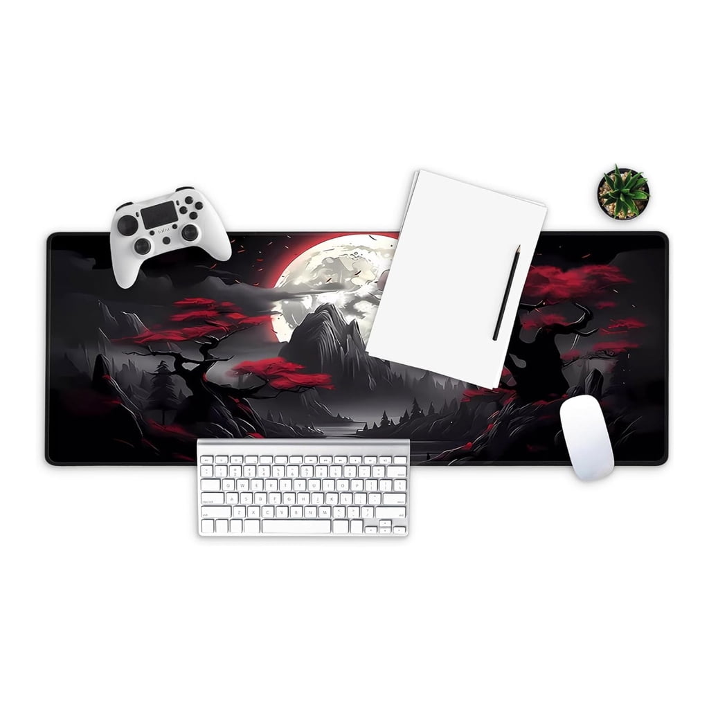 Large Desk Pad For Keyboards And Mouse 0.12Inch Thick Stitched Border Gaming Mouse Mat With Anti Skid Base Machine Wash
