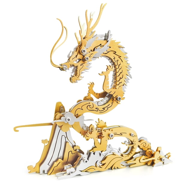 Puzle metálico 3D FILASLFT Golden Dragon para adultos con herramientas