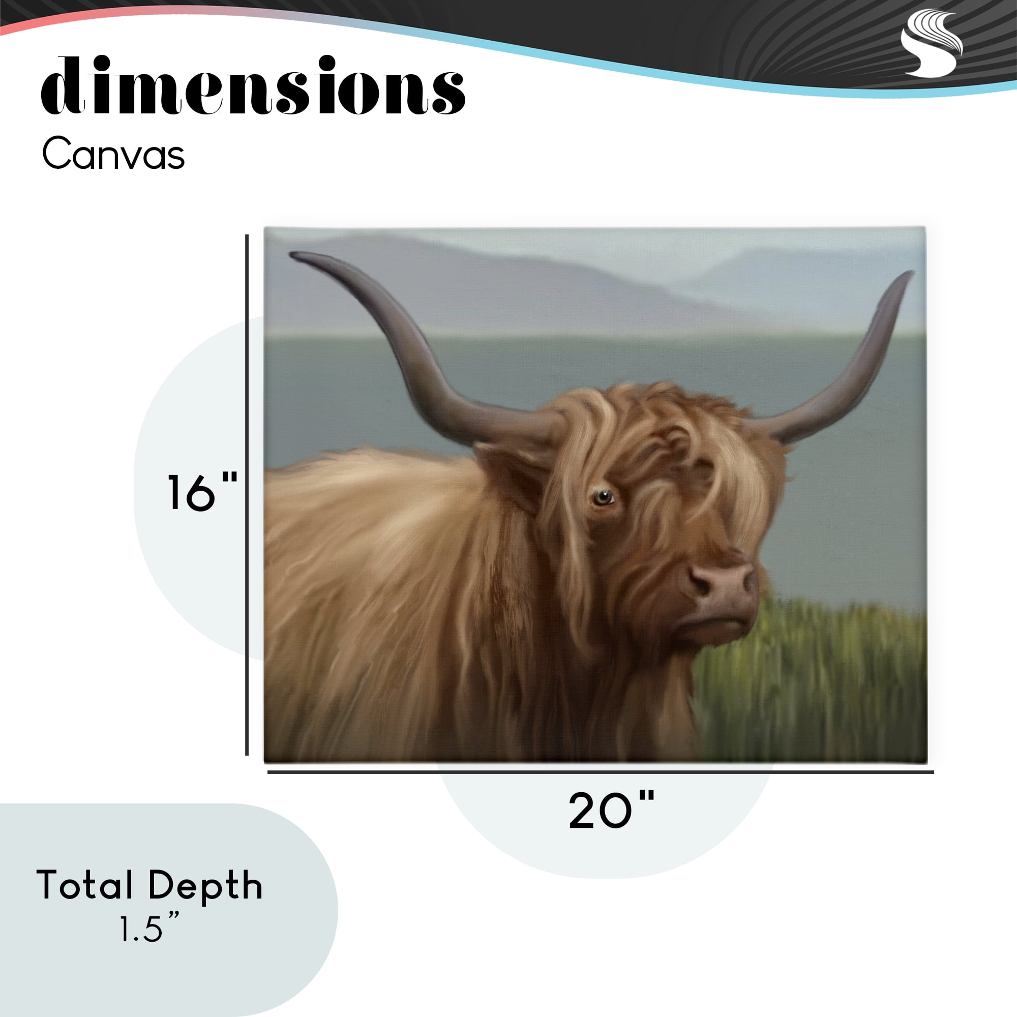 Stupell Industries Scottish Highland Cattle Landscape Canvas Wall Art, design by Matthew Piotrowicz