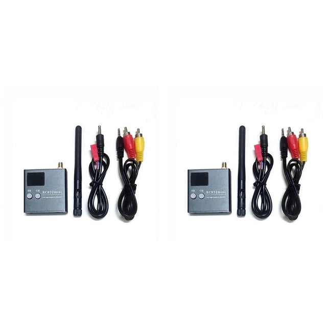 2X RC832Mini 4.9-5.8G 56CH Receptor Inalámbrico de Alta Sensibilidad con A/V y Cable de Alimentación para FPV Multirotor