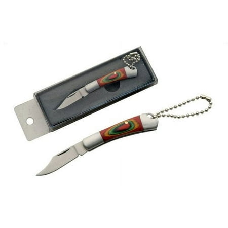 China Made 210876 Keychain 2 Folding Knife w/Wood Handle