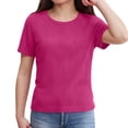 thumbnail image 5 of Dwellite Girls Shirts Short Sleeve Soft Summer Casual Crewneck T-Shirts Plain Tees Tops for Kids Hot Pink 130, 5 of 7