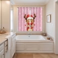 thumbnail image 3 of Merry Christmas Kitchen Curtains 84 Inch Length, Pink Winter Xmas Hat Deer Snowflake Grommet Top Bedroom Living Room Curtains, Light Filtering Cafe Curtain Drapes 2 Panels Set 104''x84'', 3 of 9
