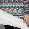 thumbnail image 3 of Oversized Wearable Blanket Hoodie,Blue Boho Tribal Triangles and Arrows Pattern Sherpa Blanket Hoodie with Super Pockets,Super Warm Fuzzy Pullover for Women & Men, 3 of 6