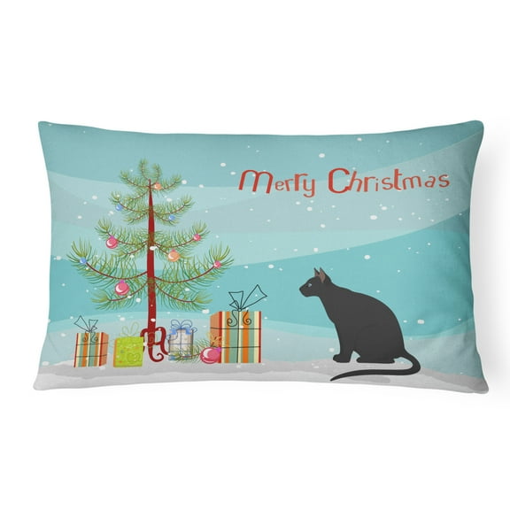 Carolines Treasures CK4781PW1216 Ojos Azules Cat Merry Christmas Canvas Fabric Decorative Pillow, 12H x16W, multicolor