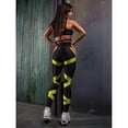 thumbnail image 4 of Women'sYogaSetStitchingMeshLaceUpCutOutBraColorBlockLeggingsSportsYogaFitnessWorkoutSuit, 4 of 5