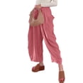 thumbnail image 5 of QAFOPEH Women Casual Drawstring Elastic Waist Pockets Solid Color Wide Leg Pants, 5 of 7