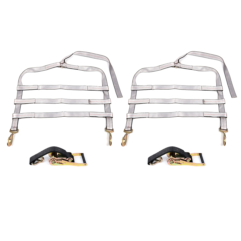 AUTOMUTO 2 Pack Ratchet Tie down Straps Tow Dolly Wheel Net Set with