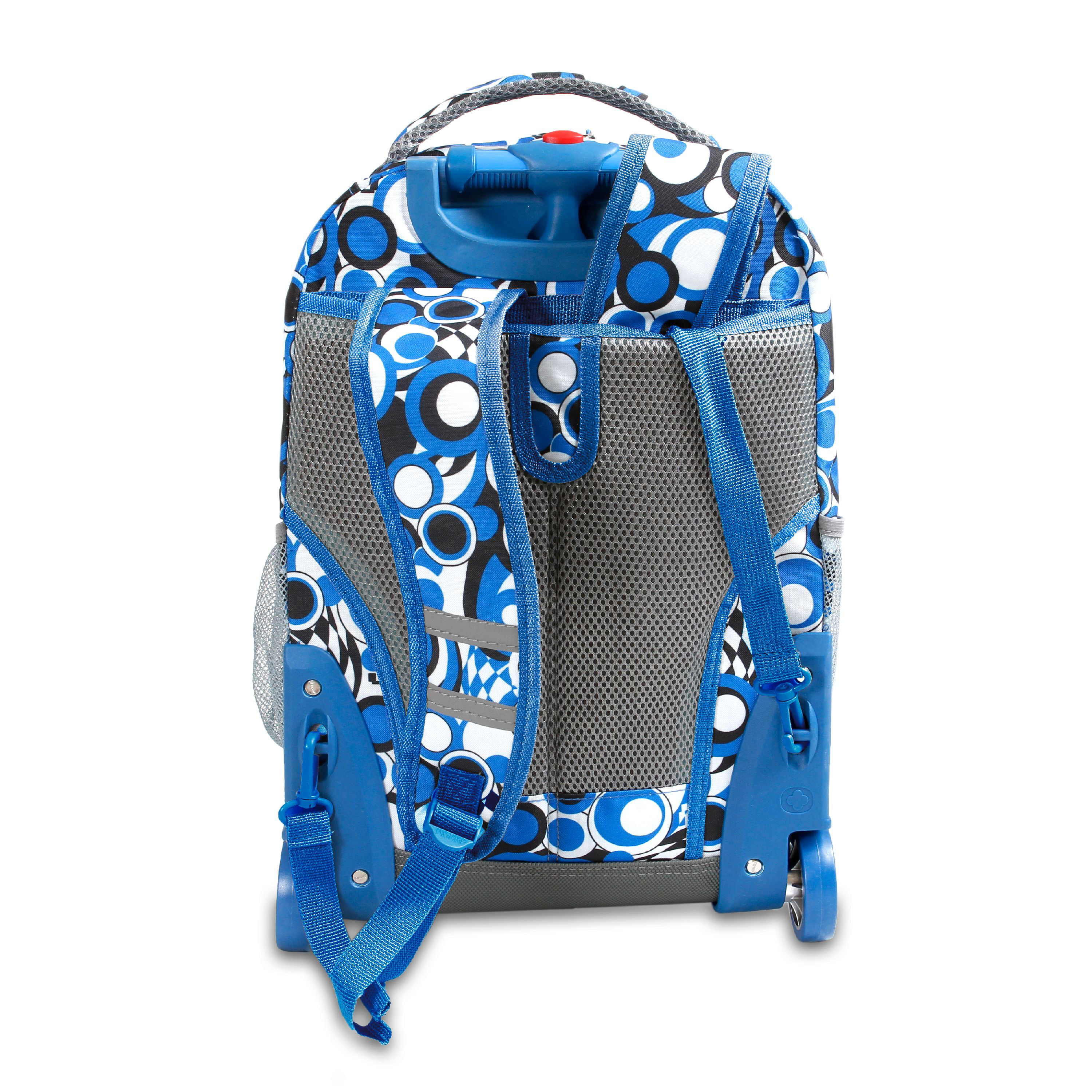 J World New York Sunrise Rolling Backpack. Roller Bag with Wheels, Love  Spangle, 18