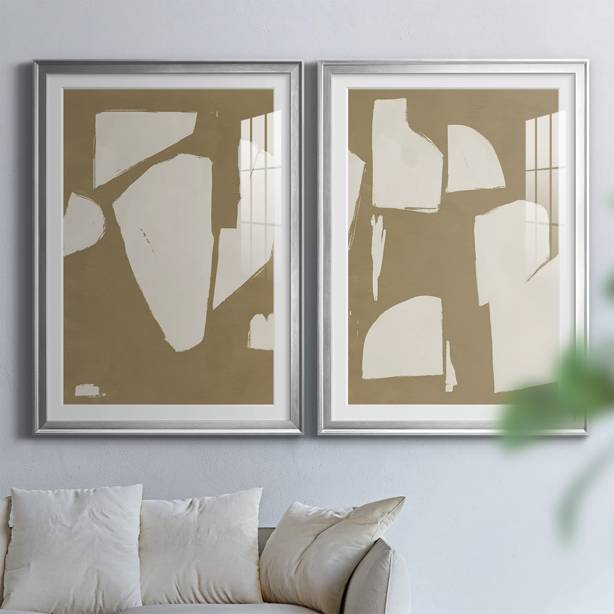 Wexford Home Chunky Abstract III Premium Framed Print, 26.5" x 36.5" - Ready to Hang, Silver (Set of 2)
