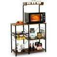 thumbnail image 1 of Costway 4-Tier Kitchen Baker's Rack Microwave Stand w/Basket & 5 Hooks  Rustic Brown, 1 of 10