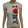 thumbnail image 3 of I Love NY New York Womens T-Shirt Cap Sleeve Vertical Heart White Large, 3 of 3