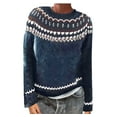 thumbnail image 1 of Wiyuqeen Chandails Rayés pour Femmes à Manches Longues, Chandail en Tricot à Motif Fair Isle, Col Rond, Flocon de Neige, Chandails d'Automne Chauds, 1 of 6