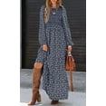 thumbnail image 3 of PRETTYGARDEN Women's Fall Dresses Long Sleeve Flowy Casual Floral Maxi Dress Crew Neck Smocked Tiered Long Dress, 3 of 7