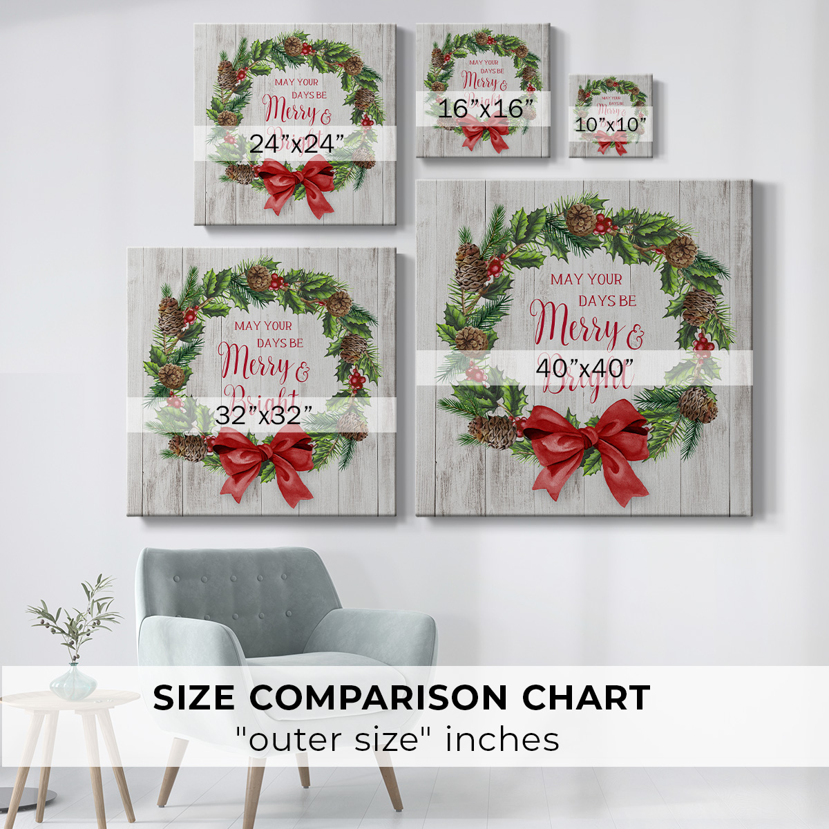 Christmas Wreath- Gallery Wrapped Canvas