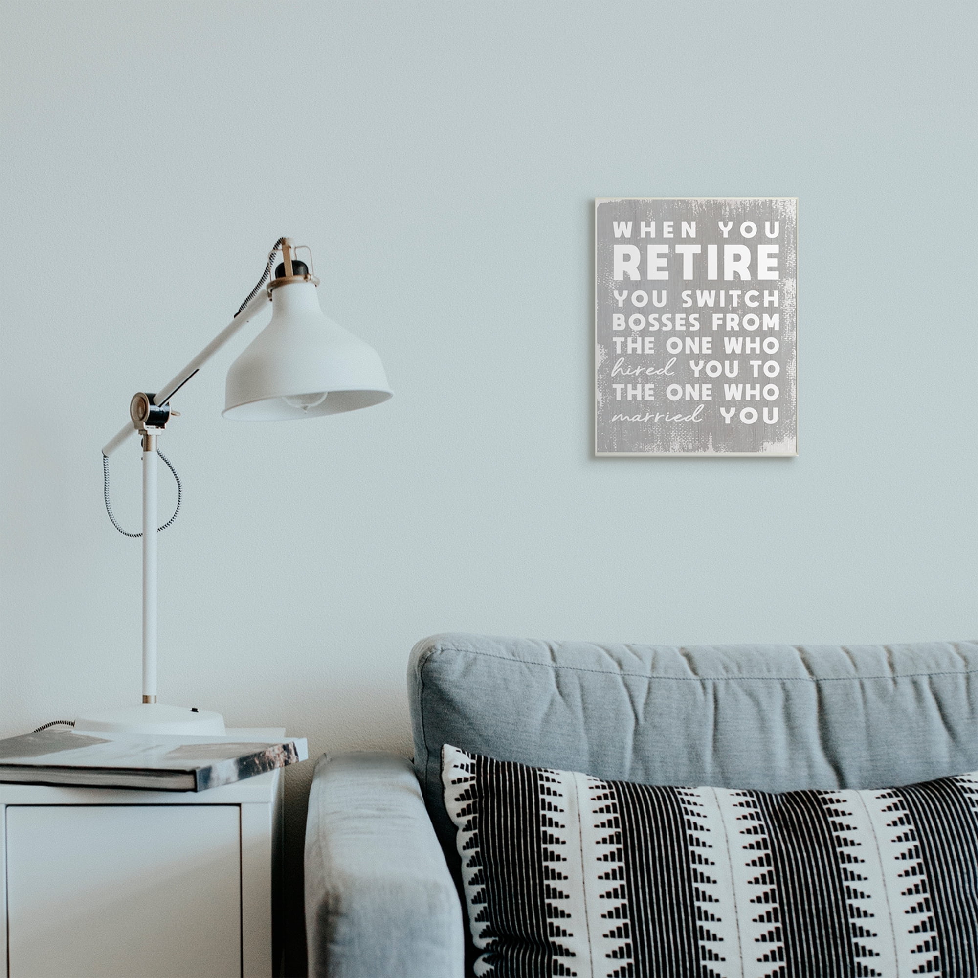 Stupell Industries Retirement Married New Boss Humor Distressed Grey Wall Plaque, 10 x 15, Design by Daphne Polselli