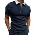 thumbnail image 2 of ZRBYWB Mens Shirts Men's Turn Down Collar Shirts Slim Fit Short Sleeve Color Block Golfs Zipper Shirts Soft Polo Shirts For Men, 2 of 4