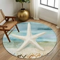 thumbnail image 3 of Coastal Beach Round Rug 5ft Washable Circle Kitchen Rugs Non Slip Summer Retro Starfish Wave Large Area Rug Indoor Floor Carpet for Bedroom Living Room Home Office Dining Room Nursery, 3 of 8