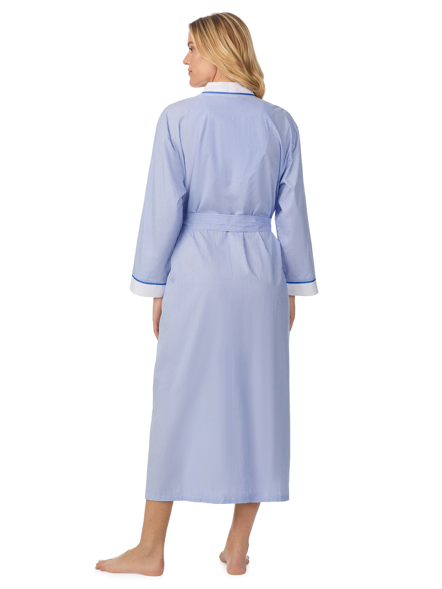 Aria Women's Lightweight Cotton Woven 52" Long Wrap Sleepwear Robe, Sizes XS-5X