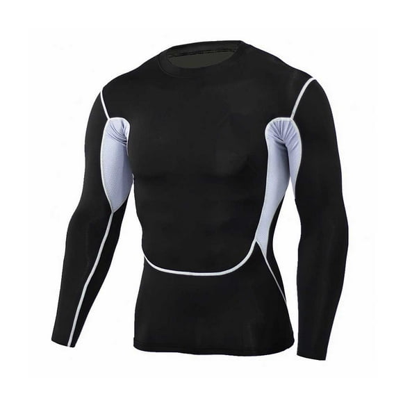 Soidarity Camisa delgada deportiva de manga larga de estilo informal de diseño Simple para hombre, camisetas estampadas de poliéster con cuello Uniforme atlético Malla Negro SG Soidarity OD028984-02