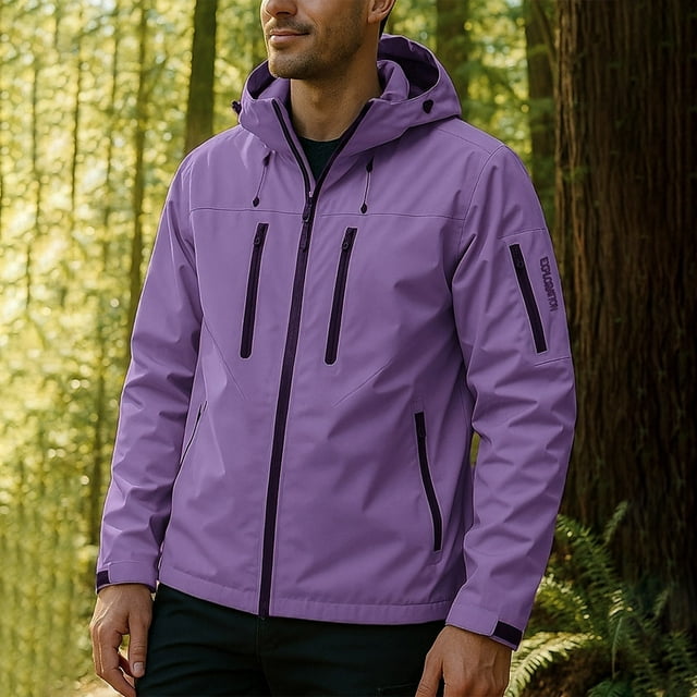 Veste d'Escalade Extérieure pour Hommes avec Poches Zippées, Résistante à l'Eau, Manches Longues, Capuche pour Sports et Randonnée