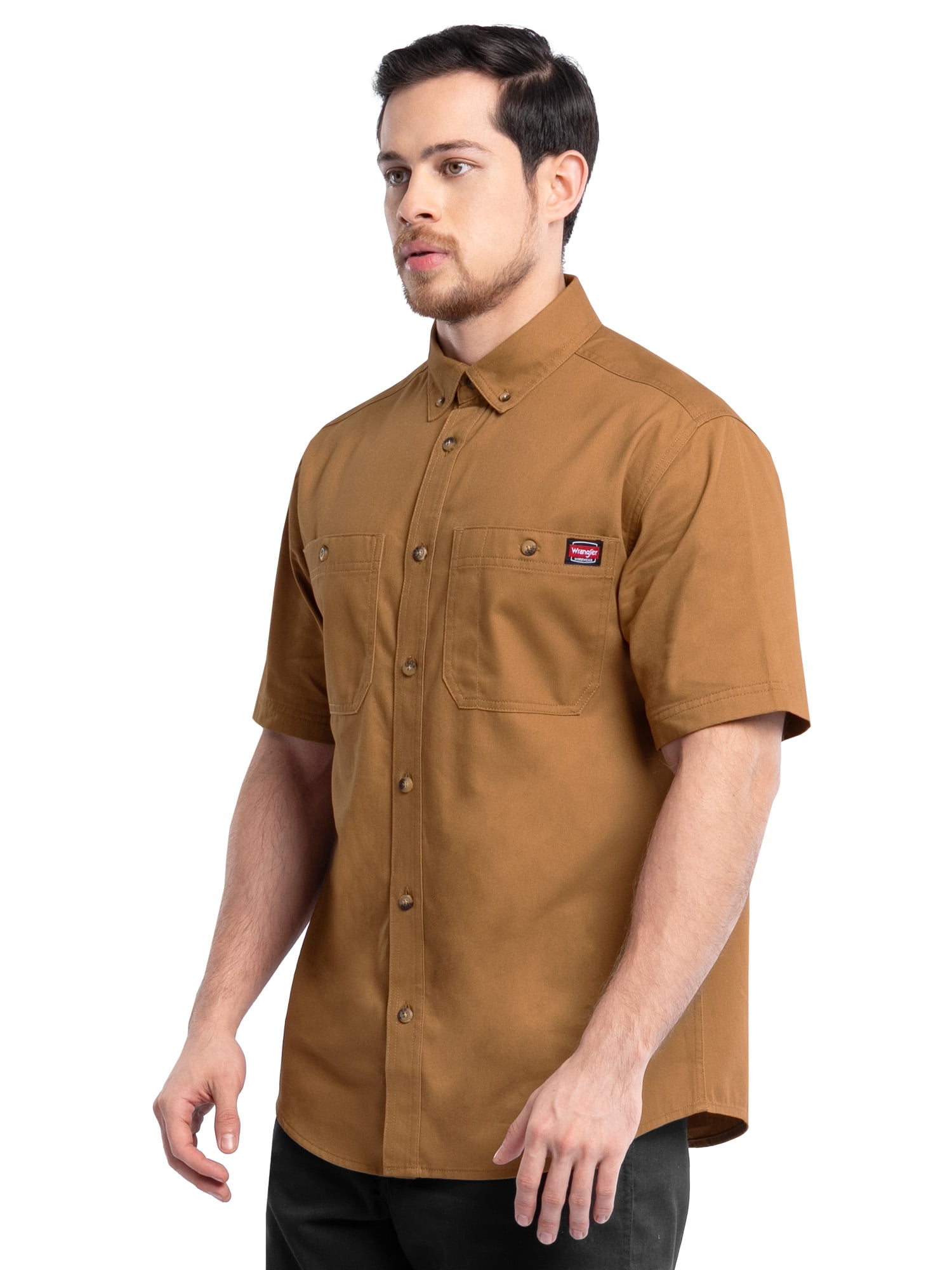 Wrangler Workwear Men’s Short Sleeve Durable Twill Pen Pocket Work Shirt, size S-3XL