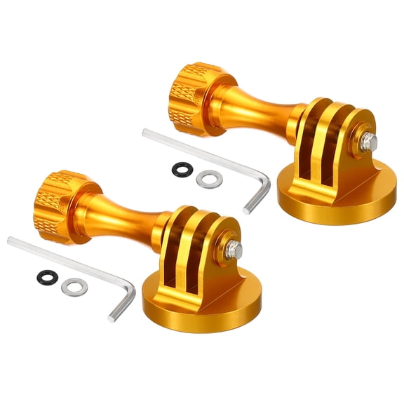 Unique Bargains Adaptateur de Trépied pour Caméra d'Action Filetage 1/4 Pieds Adaptateur de Montage en Aluminium avec Vis Style 1, Doré 2 Pack