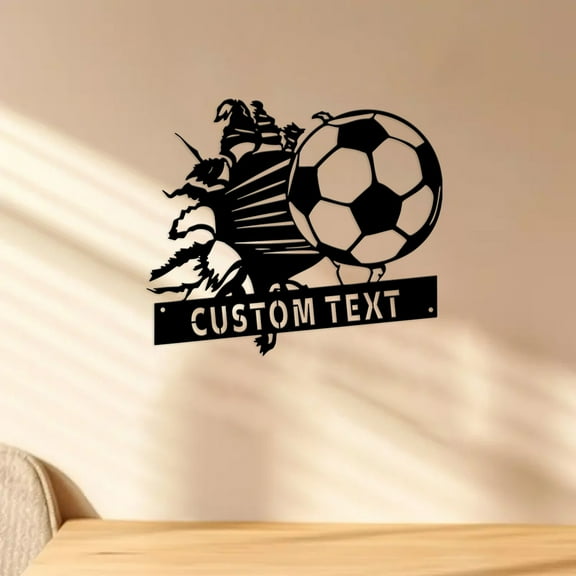 Custom Personalized Soccer Ball Metal Wall Art, Custom Soccer Player Name Sign Decoration For Room, Soccer Ball Metal Decor