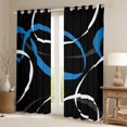 thumbnail image 2 of Manfei Abstract Lines Kitchen Curtains, Modern Minimalist Aesthetic Black Out Curtains Pack of 2 (42x63 Each), Blue, White and Black, 2 of 6