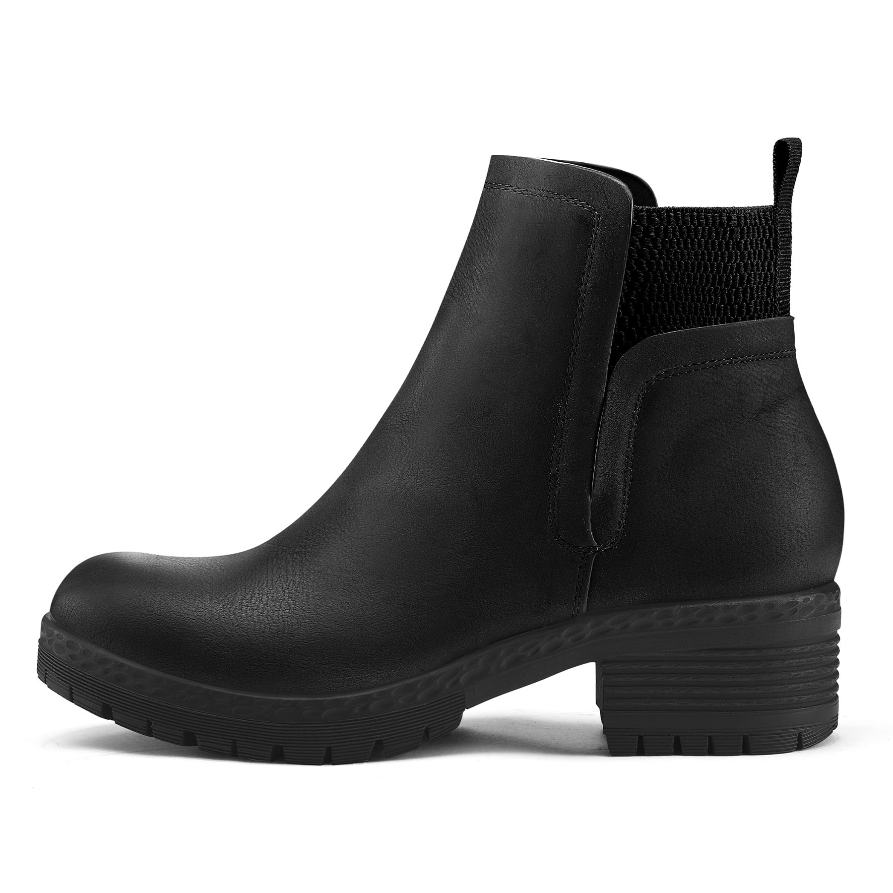 Pennysue Women's Ankle Boots Platform Lug Sole Chunky Heel Black Matte Chelsea Booties with Side Zipper Size 8