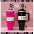 thumbnail image 6 of Straw Covers for Stanley Cup Accessories:Black Decorations for Stanley 30oz & 40oz Tumbler with Handle, Bling Letter Charms and Flower Silicone Straw Cap Topper, Trendy Stuff for Teen Girls and Women, 6 of 7