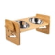 thumbnail image 2 of Estante de alimentación para perros y gatos de altura ajustable de madera de bambú, estante para cuencos para gatos, comedero para mascotas, estante de comedor de acero inoxidable antipunta, 2 of 5