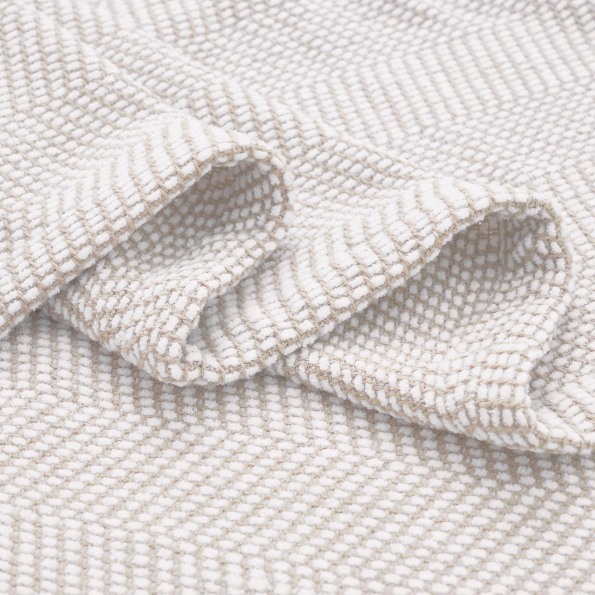 Superior Chrisney Chevron Cotton Blanket, Full/Queen, Tan