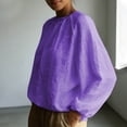 thumbnail image 5 of Women's Summer Short Sleeve Pullover Tops Shirts Blouses Round Neck Loose Fit Wrinkled Texture Solid Color Soft Casual Daily Wear Work Office Vacation Outfits Fashion Essential Gift for Women, 5 of 9