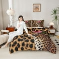 thumbnail image 4 of jejeloiu Safari Animal Cheetah Bedding Comforter Set,Chic Leopard Pattern Twin Comforter Sets,Pink Flower Floral Bedding Set For Kids,Breathable Home Decor Reversible,2 Pieces, 4 of 8