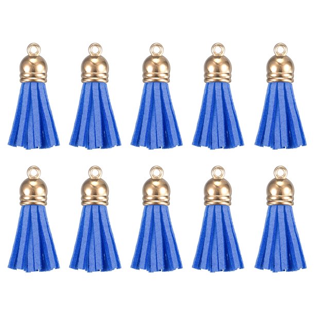 1.46 Cuero Borla Llavero Borla Dije Granel con Tapa para Llavero Pulsera Joyería Fabricación Bricolaje Artesanía Accesorio 120uds, Azul